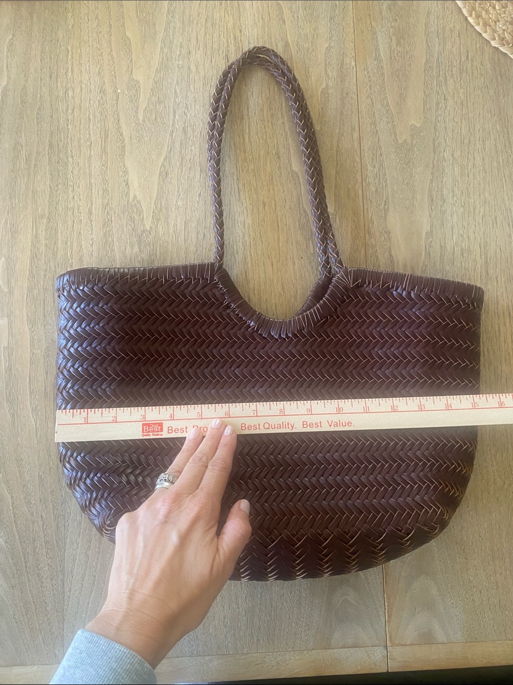 Woven Leather Tote Bag in Dark Brown
Similar to Dragon Diffusion Bag - Picture 4 of 10